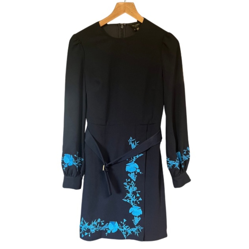 Ted Baker Navy Dress with Blue Floral Design